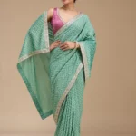 Sea Green Printed Soft Raw Silk Saree